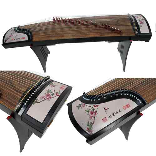 正品16携32古筝琴绢画业演奏级15便式小专古筝初学入门黑檀木可考