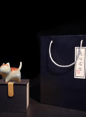 正品故宫瓷猫咪装饰摆钧饰面汽车招载财桌结婚生日礼物男女生创意