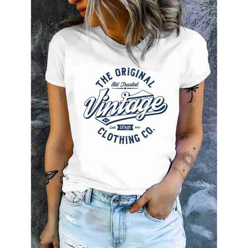 Two-Piece Set Letter Print Tee & Shorts Set Casual Round