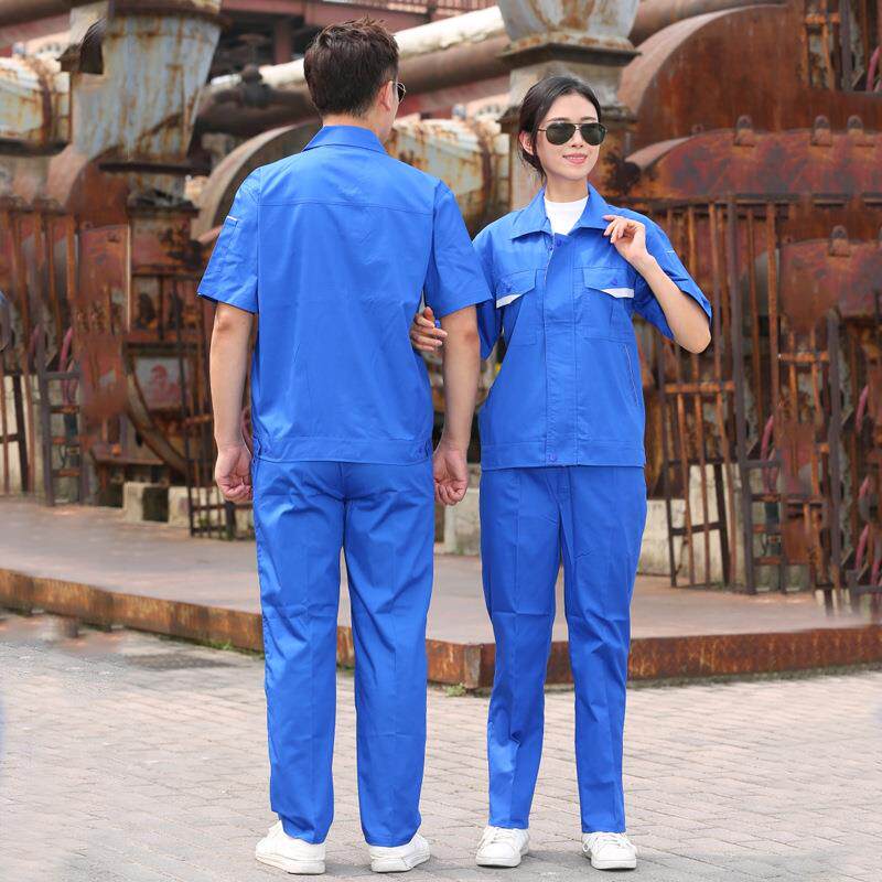 夏装薄款短袖工作服套装电工厂服耐磨车间劳保服保洁员工装