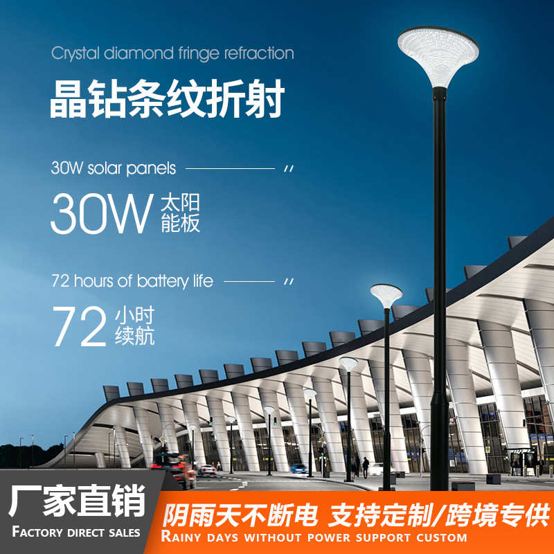 2024新款太阳能路灯3米户外LED公园天黑自动亮防水太阳能庭院灯