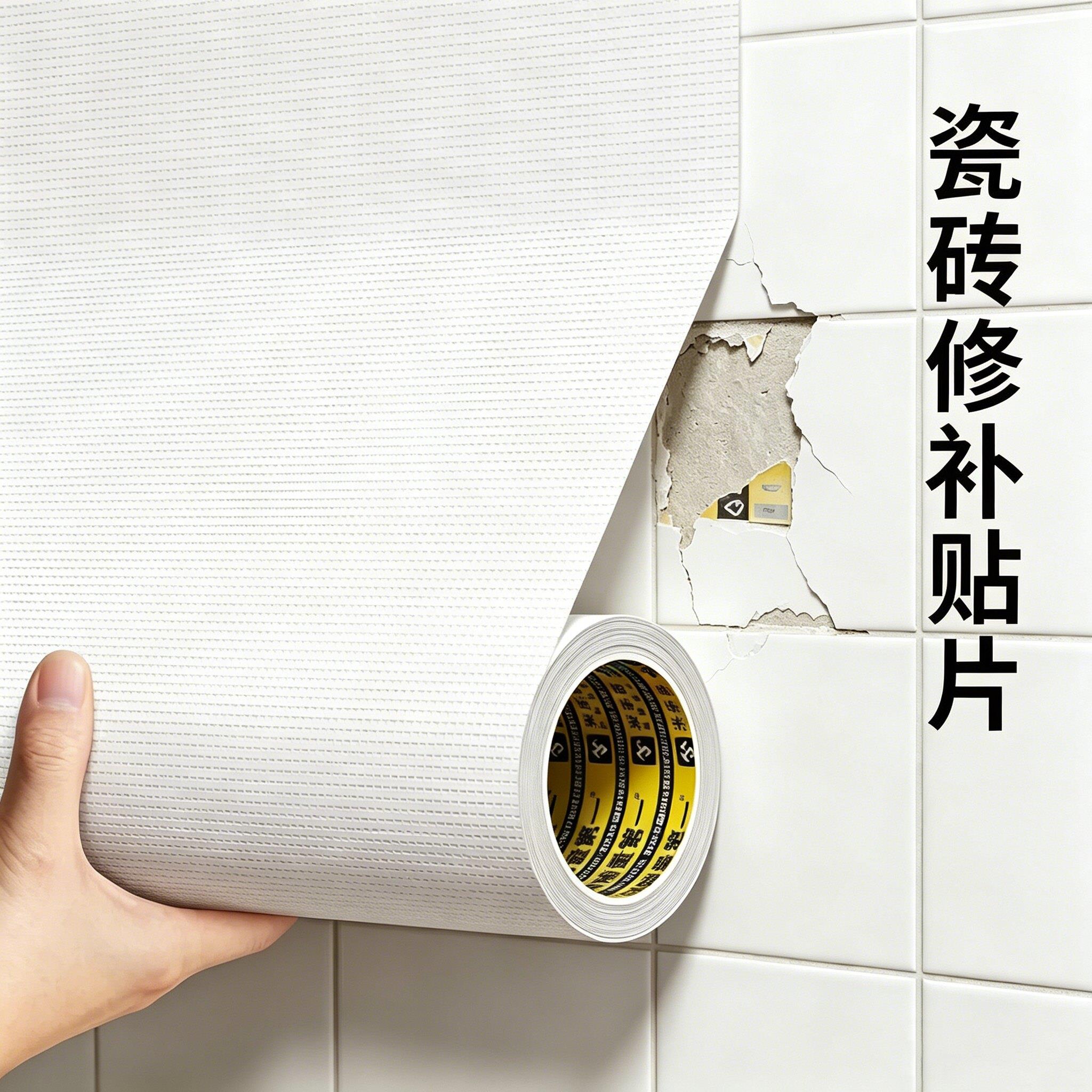白色贴纸瓷砖修补贴片彷瓷砖接著剂带悬吊式天花板补洞贴天花板墙图片