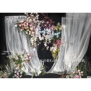 网红婚庆水光纱流光玻璃纱婚礼吊顶纱幔欧根纱装饰布背景装饰面料