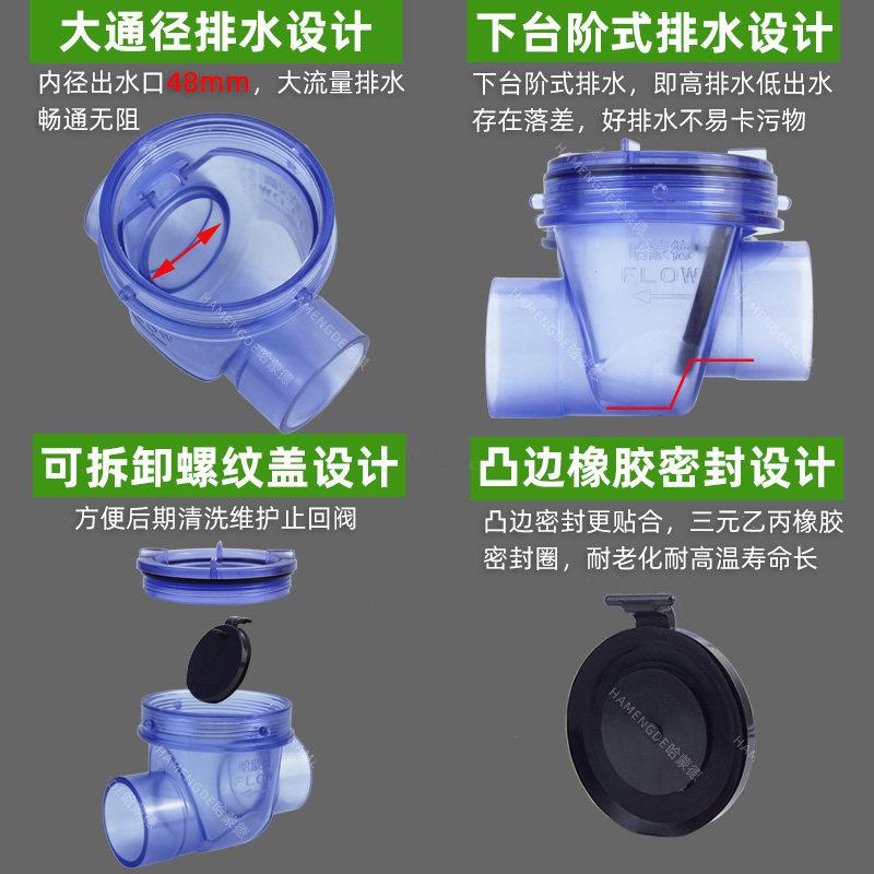 哈德防反水止回阀逆止蒙盆厨房50下水道pvc排阀面水管防溢总成器
