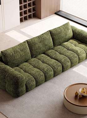 尼0尔沙发客厅法式奶油风雪小户型现代简FST约22艺6新款墨绿色布