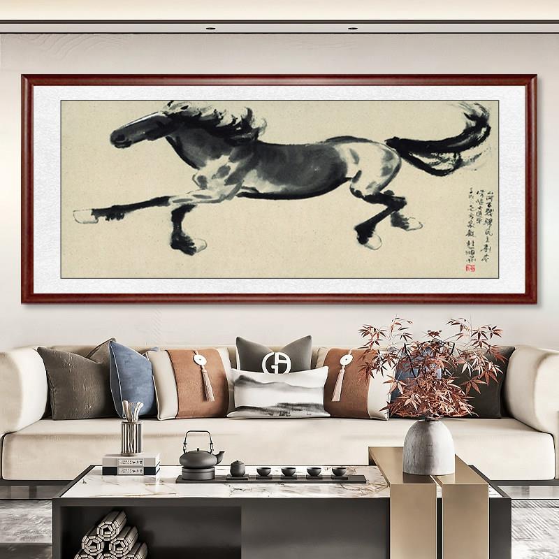 八骏图横版挂画马到成功新中式客厅沙发背景墙骏马图办公室装饰画