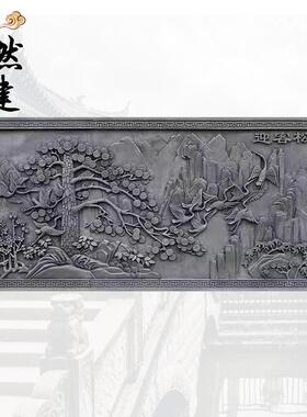708大幅砖雕雕影壁浮古壁画墙画式一帆风顺古仿建材料中别墅庭院