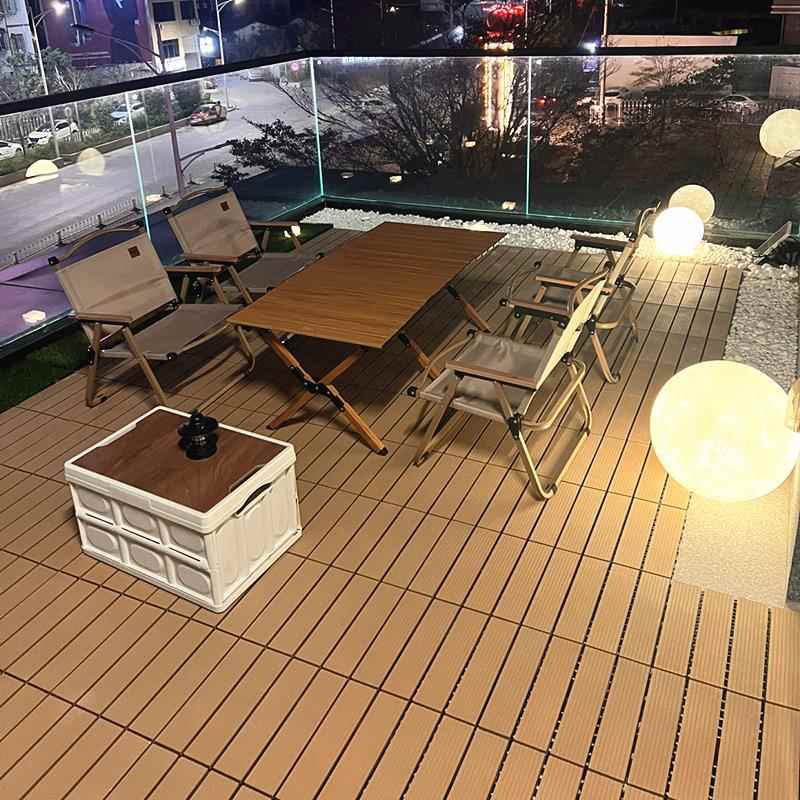 新款塑木拼接户外露台庭院室外地面自己铺设阳台改造防腐实木地板
