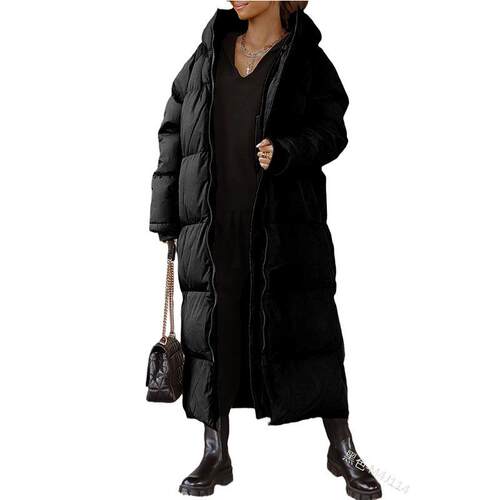 Women's hooded warm zipper long sleeved cotton jacket