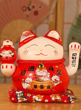 招财猫摆件号电动摇自手收银台家居店铺业礼品66564陶瓷摆件动开