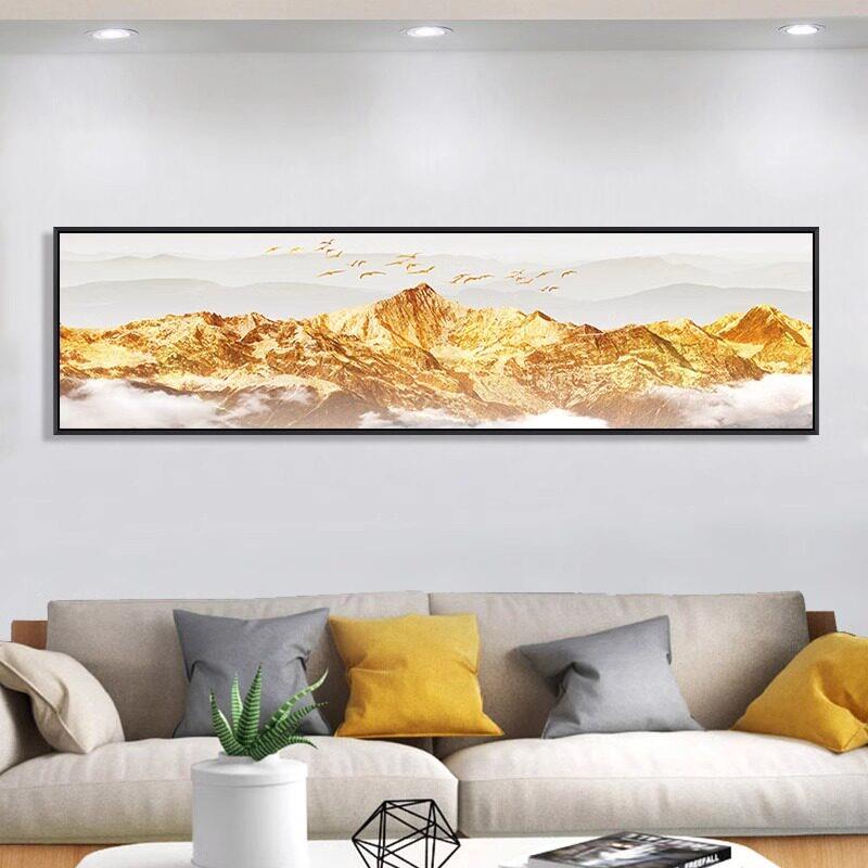 背靠金山装饰画山水画靠山图客厅挂画卧室床头画招财办公室壁画横