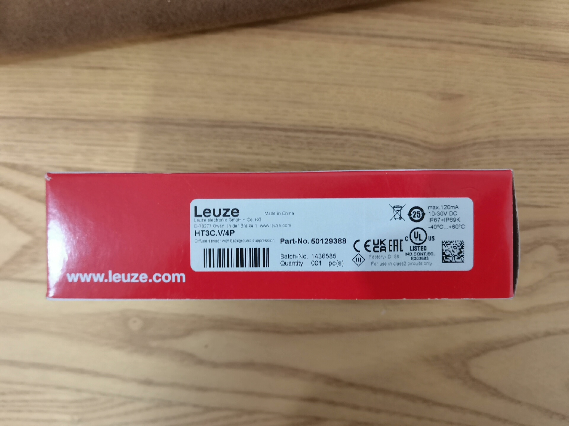 全新劳易测HT3C.V/4P光电传感器，订货号5012938