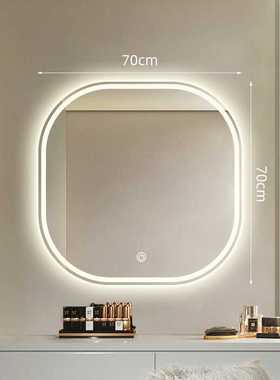 led梳妆台灯智能式梳妆镜方形挂化妆镜镜圆角壁挂墙带卧室*镜子z