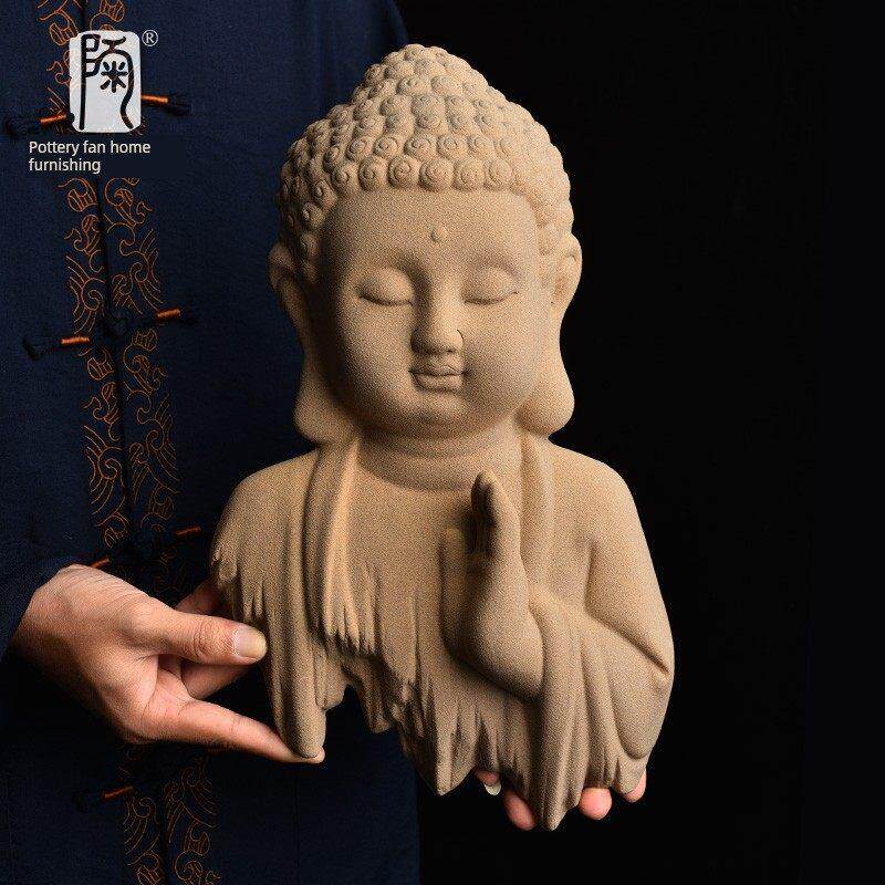 陶扇家佛像装饰品中国墙装饰品创意陶瓷入口墙挂禅宗如来客厅挂