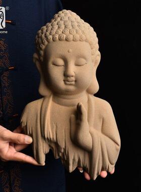 陶扇家佛像装饰品中国墙装饰品创意陶瓷入口墙挂禅宗如来客厅挂