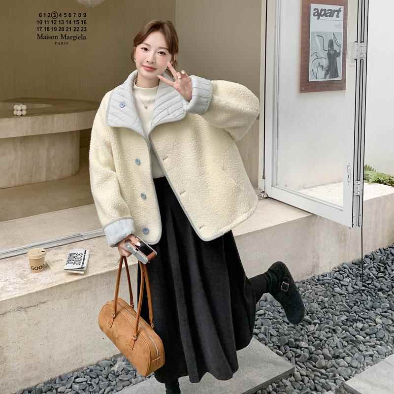 系拼两面穿仿皮毛一体羊接羔毛女c062-251外套秋冬新款减韩龄时髦
