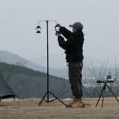 户外露营可6213携式 可调伸缩折叠灯野营角物架灯杆地插三架灯置支