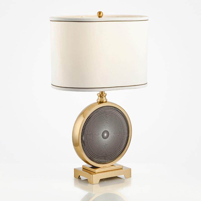 北欧创意水晶圆形台灯布艺灯罩现代酒店卧室书房温馨室内装饰灯具