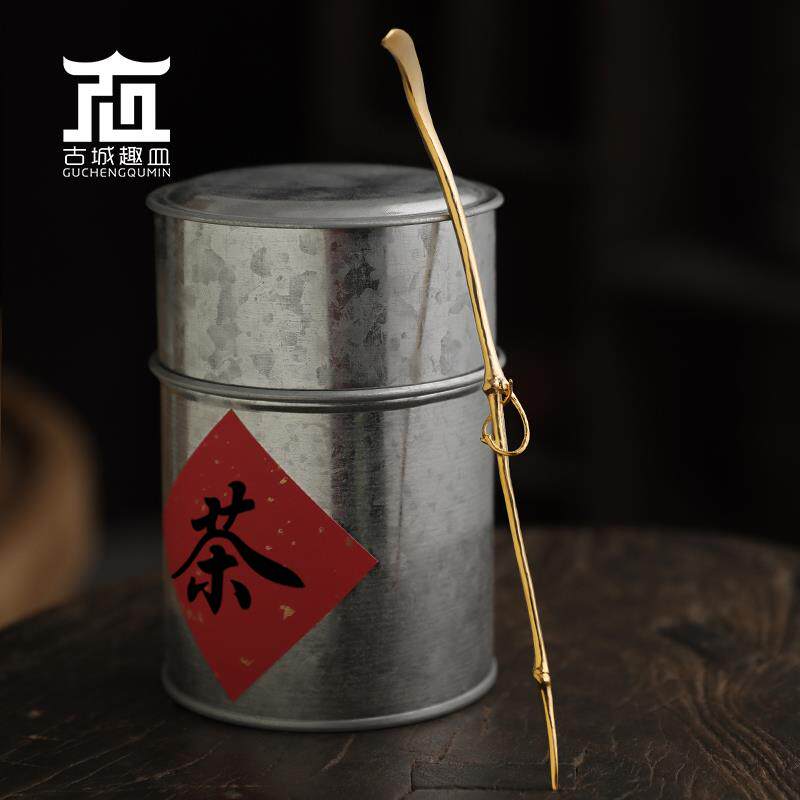 纯铜彷竹节节高茶针金色复青茶则茶拨茶艺功夫茶具配件紫砂壶茶针
