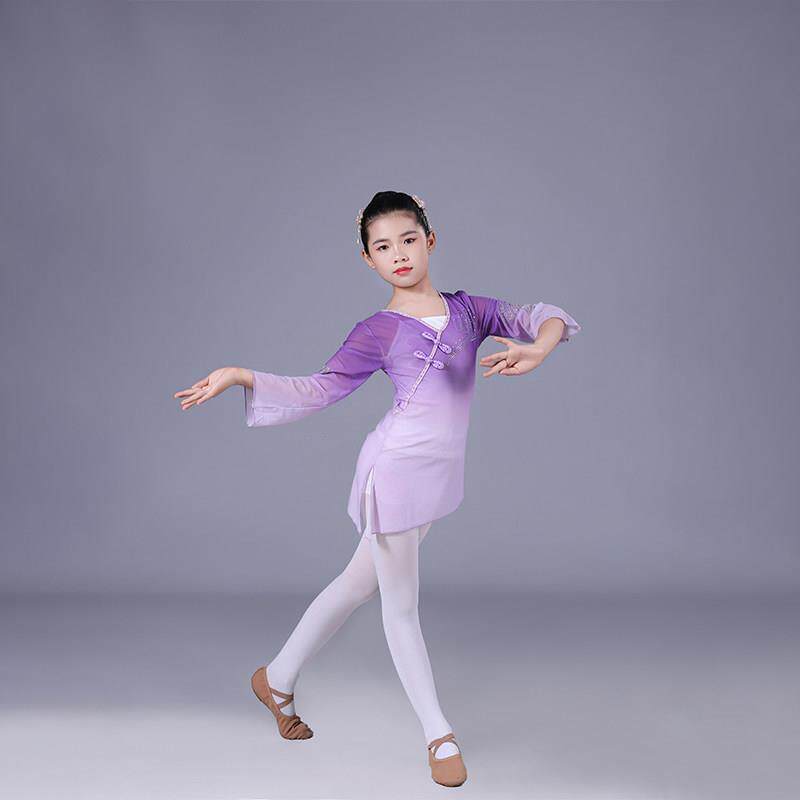 儿童烫钻古典舞纱衣练功服身韵幼儿舞蹈检定考试形体服女童舞蹈演