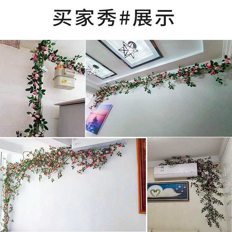 仿真花壁挂吊花墙壁装饰挂花高档假花藤条墙面遮挡吊兰假绿植花藤
