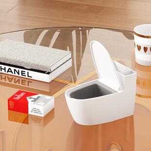 创意烟灰缸家用带盖客厅不锈钢办公卧室洗手间马桶烟缸防烟味飞灰