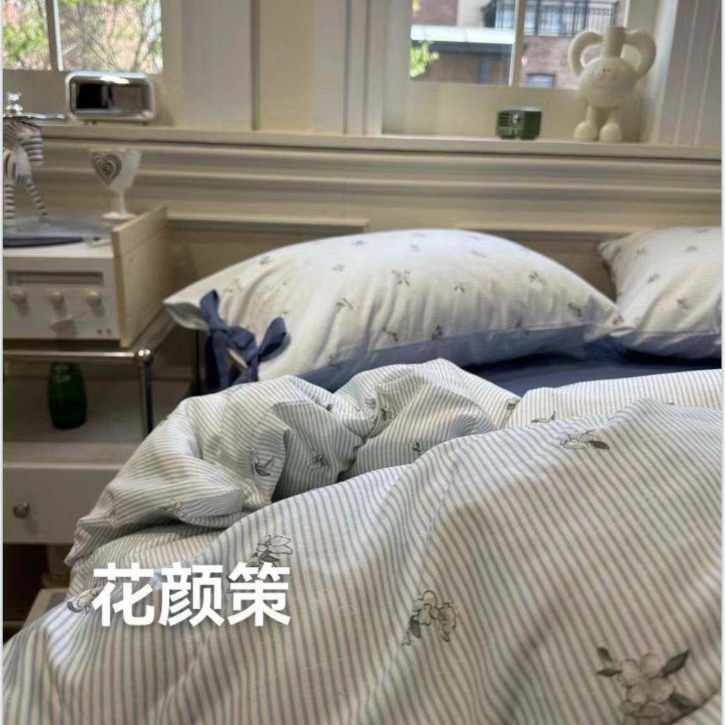 新品小碎花小清新春季三件套全棉韩式单人双人纯棉四件套蝴蝶结女