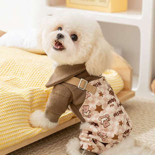 宠物衣服用品厂家批发 秋冬保暖四脚衣中小型犬狗狗猫咪四腿背带裤