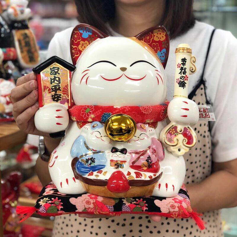 金石工坊家内平安招财猫家用客厅家居入户摆件存钱罐结婚礼品大号