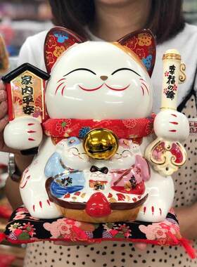 金石工坊家内平安招财猫家用客厅家居入户摆件存钱罐结婚礼品大号