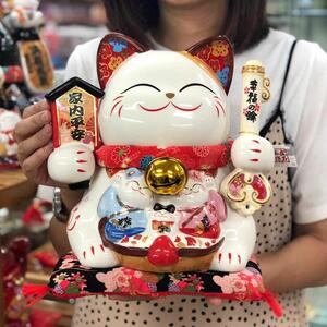 金石工坊家内平安招财猫家用客厅家居入户摆件存钱罐结婚礼品大号