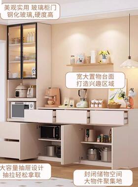 奶油轻风餐边NGB柜家客厅多厨房靠墙茶用水柜功能置物柜奢实木收
