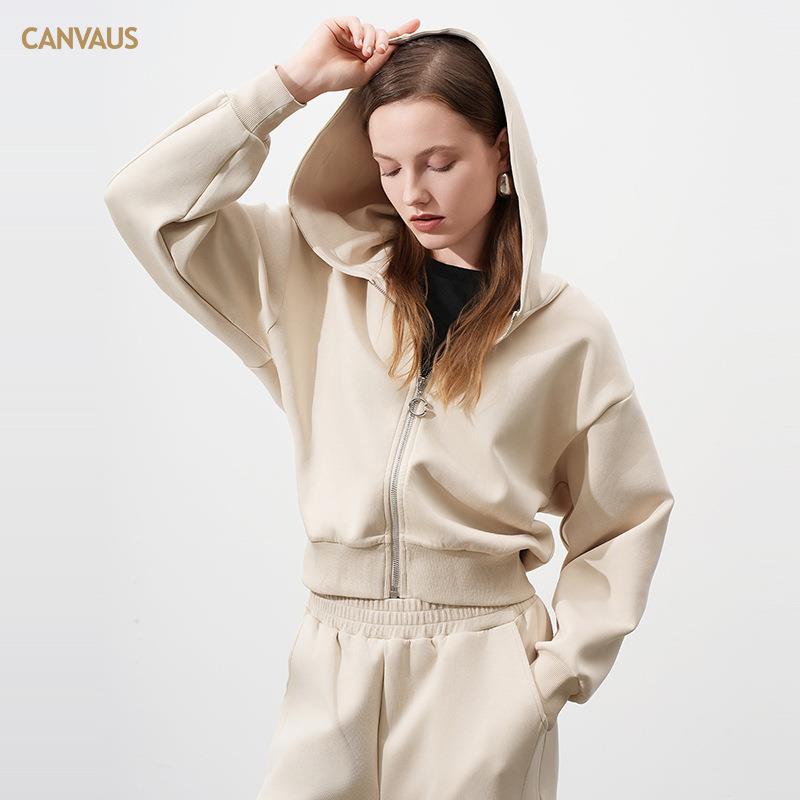 Drop Shoulder Sleeve Hooded Sweatshirt Womens Casual Loose