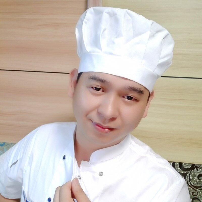 厨师帽酒店男女通用厨房厨师工作帽子T/C混纺白布帽蘑菇帽子厨师