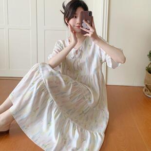 棉绸睡裙女款夏季大码绵绸人造棉连衣裙睡衣女2026新款夏天可外穿