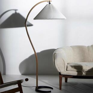 饰灯 丹麦实木百褶落地灯设计师中古客厅卧室沙发旁装