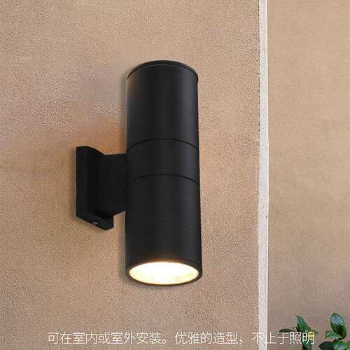 户外led壁灯 双头壁灯 现代简约圆柱壁灯 酒店小区别墅墙壁灯