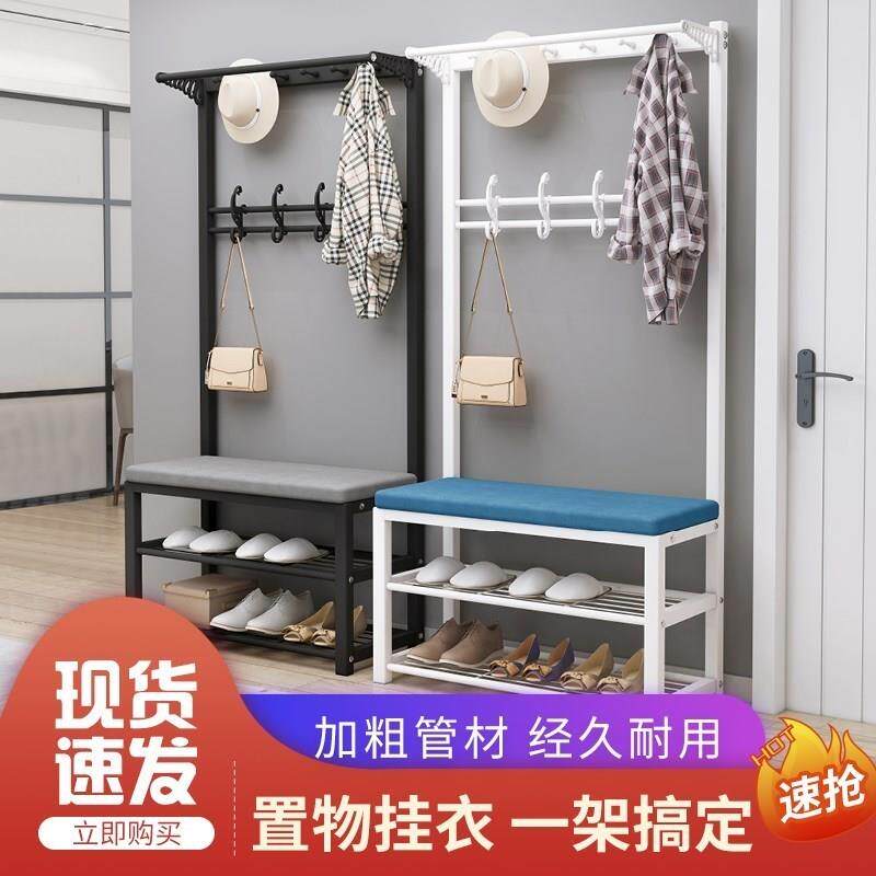 门口鞋柜和挂衣柜一体鞋架衣服架进门入户卧室换鞋凳带衣帽架收纳图片