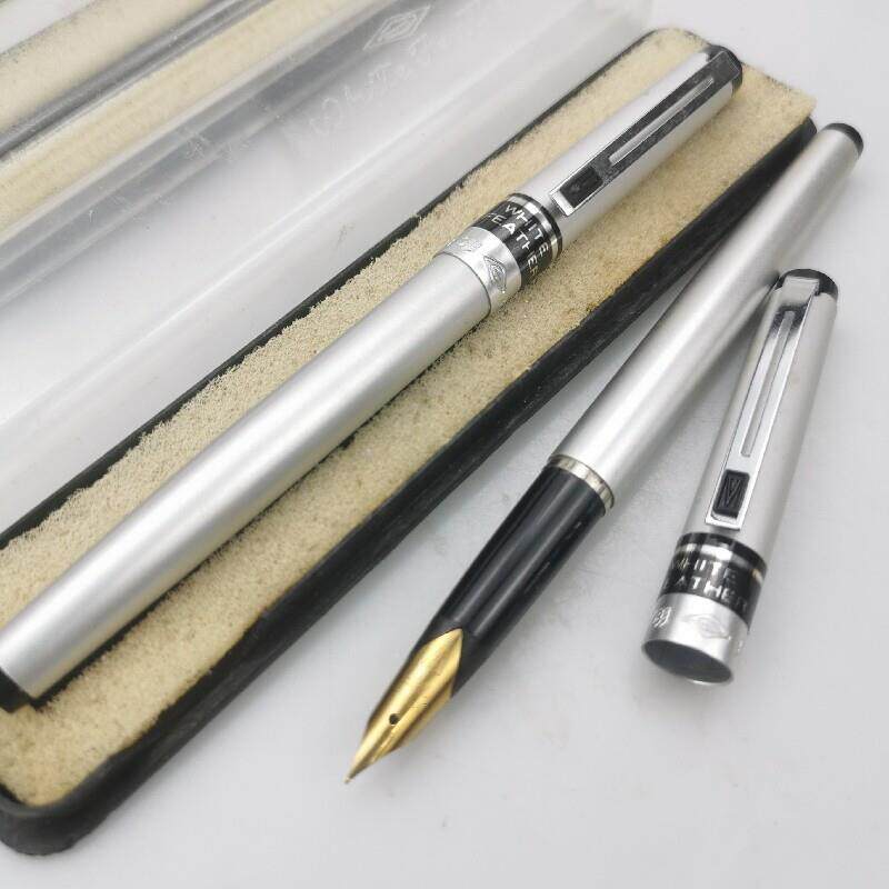 独立笔盒早期白翎703铝杆白杆嵌入式大包尖钢笔挤压吸墨器703