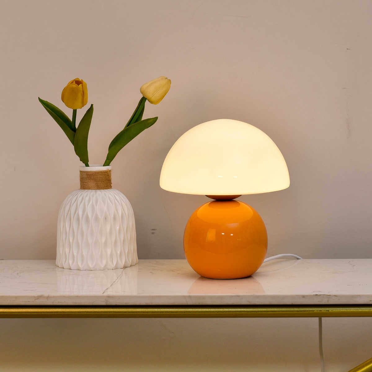 蘑菇卧室床头灯高级感奶油风台灯装饰ins中古陶瓷氛围小夜灯书房