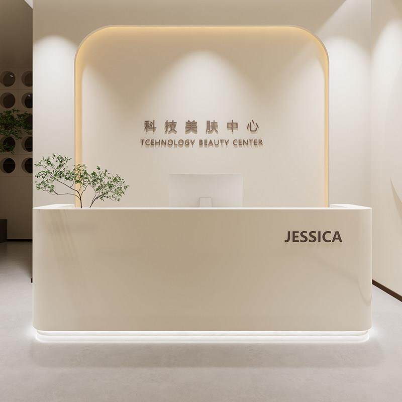 简约服装店收银柜台前台美容院诊所瑜伽养生馆烤漆吧台桌公司接待