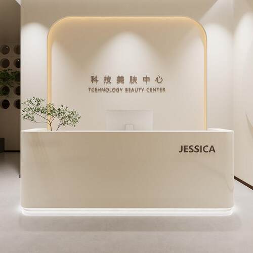 简约服装店收银柜台前台美容院诊所瑜伽养生馆烤漆吧台桌公司接待