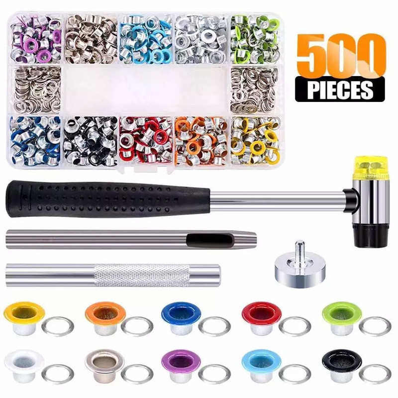 5mm+批发跨境 供 500彩色鸡眼套眼扣扣鞋气眼工具内径汽眼安装