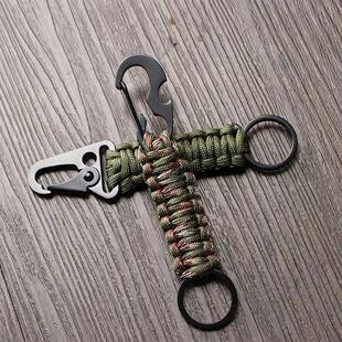 Camping Ring Keychain Military Paracord Carabiner Outdoor