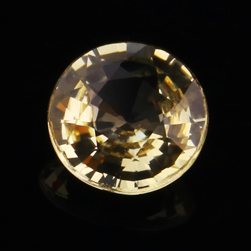 1.22ct无烧全净黄色天然蓝宝石戒面裸石正圆斯里兰卡国际国检证书