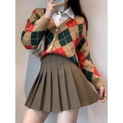 百褶裙女秋冬季新款黑白色 高腰A字显瘦小个子短裙长款半身裙定制