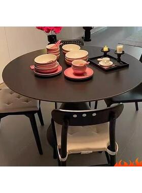 法式洽谈桌岩用板形餐桌纯白色现圆代简约圆桌户型家VKR饭小桌椅