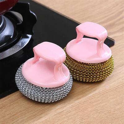 Kitchen Cleaning Wonder: Handle-equipped Plastic Steel Wool