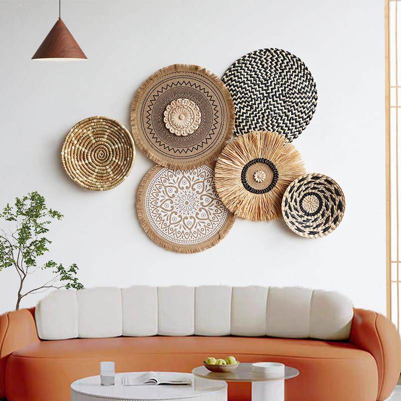 波西米亚风民宿手工草编壁饰藤编墙上装饰挂饰客饭厅背景墙面挂饰,家居饰品,壁饰,淘宝优惠券,粉丝福利购,淘宝优惠卷