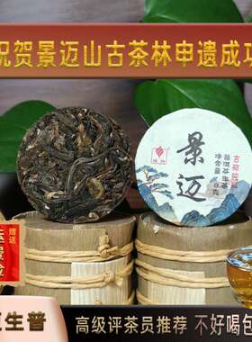 景迈山普洱茶生茶小茶饼云南茶叶普洱古茶林域邦古树生普洱茶40克